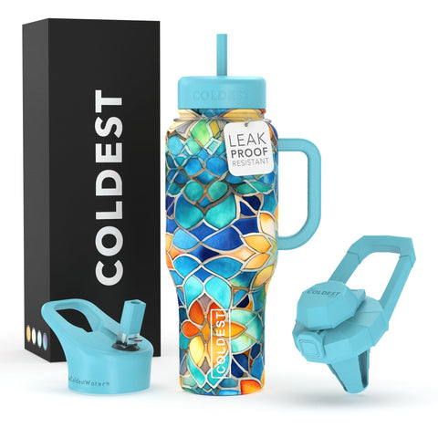 The Coldest Water Tumbler con asa y sorbete para uso diario sin derrames