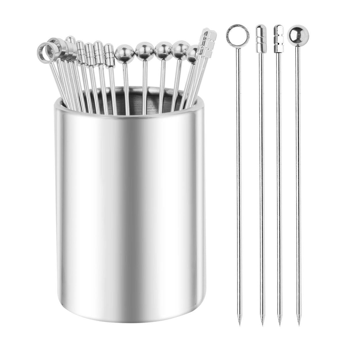 THECOSKY palillos de cóctel 12 unidades con tapa y funda para almacenamiento.