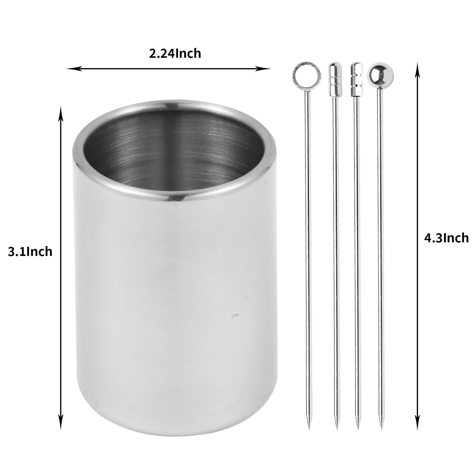 Detalle: bola de 0,32 pulgadas y punta afilada de THECOSKY para pinchar.