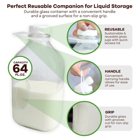 The Dairy Shoppe dispensador de leche de vidrio transparente, facilita identificar el contenido y almacenar con frescura