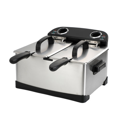 TheDisplayGuys freidora doble 4L, cocción rápida y consistente para porciones grandes.