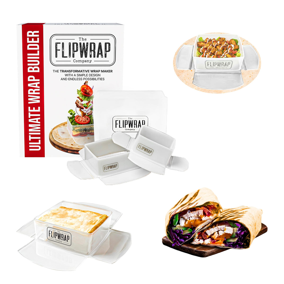 Conjunto The Flipwrap para tortillas de 7 y 10 pulgadas, fácil de usar.