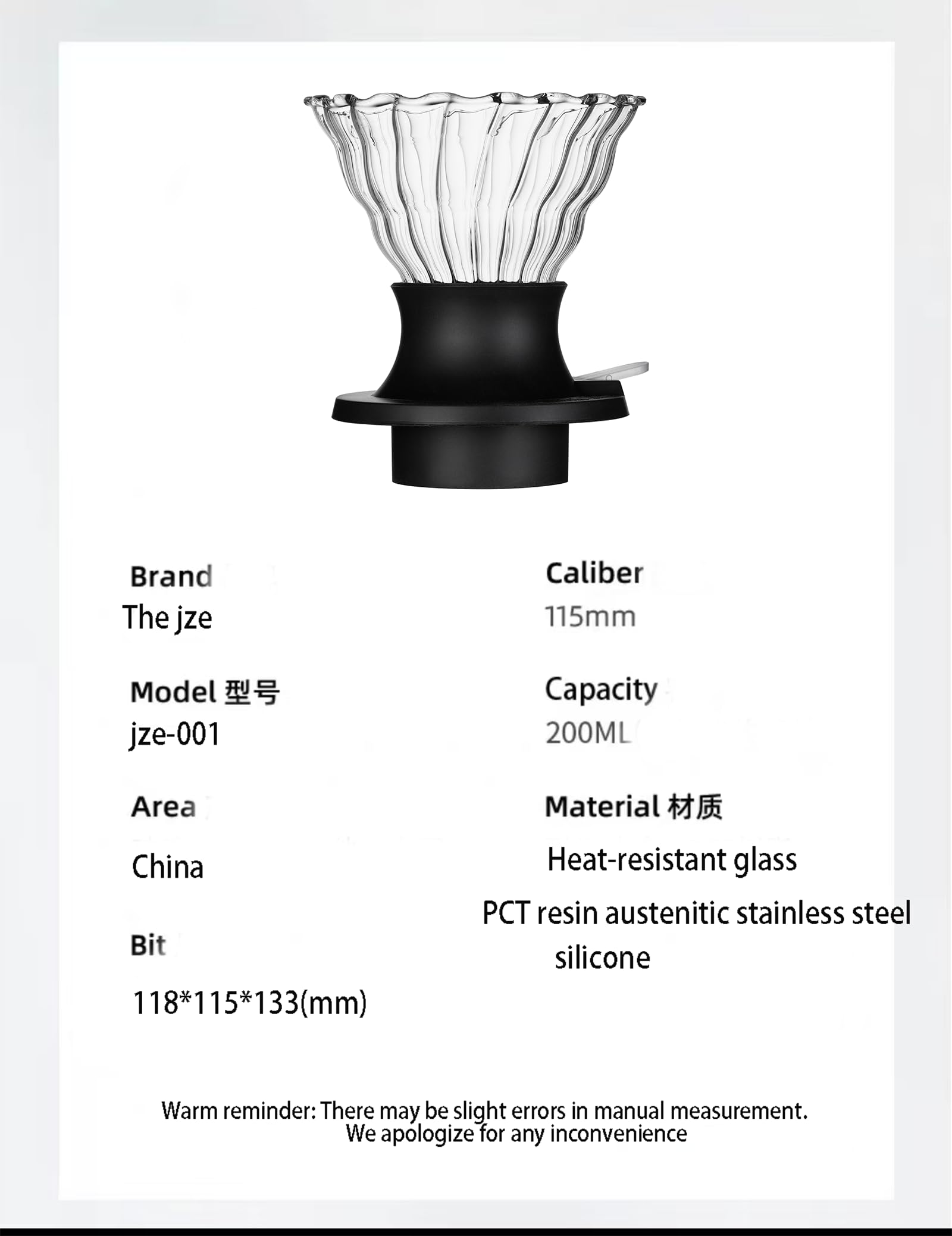 TheJze vidrio transparente para infusión de café, visualiza el proceso