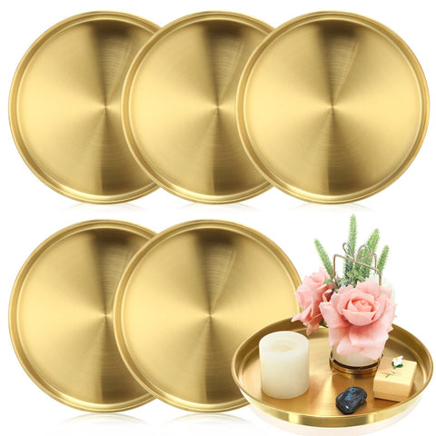 Bandeja dorada redonda Thenshop de 12 pulgadas para mesa elegante