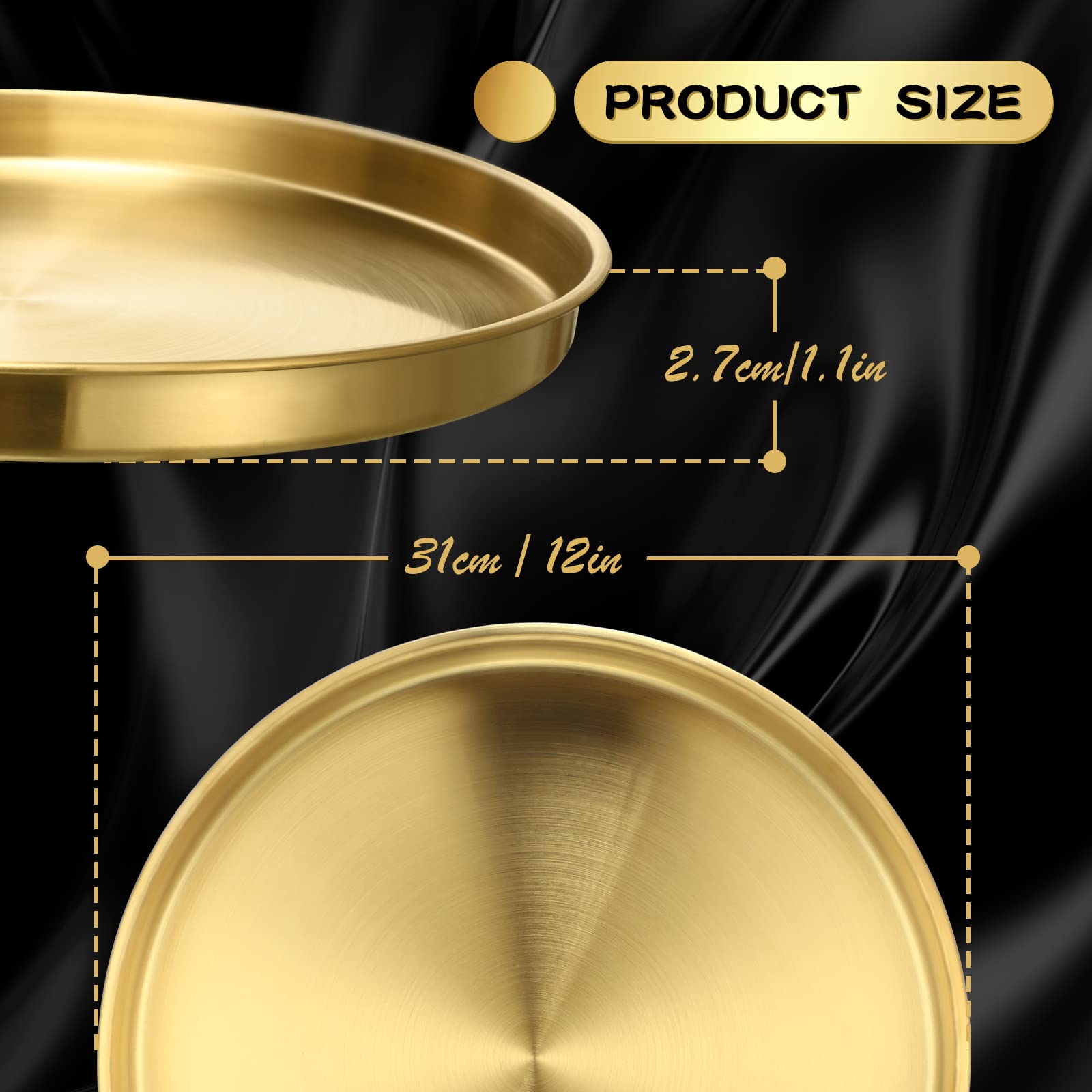 Bandeja dorada de Thenshop para vanidad y joyas, organiza accesorios con estilo.