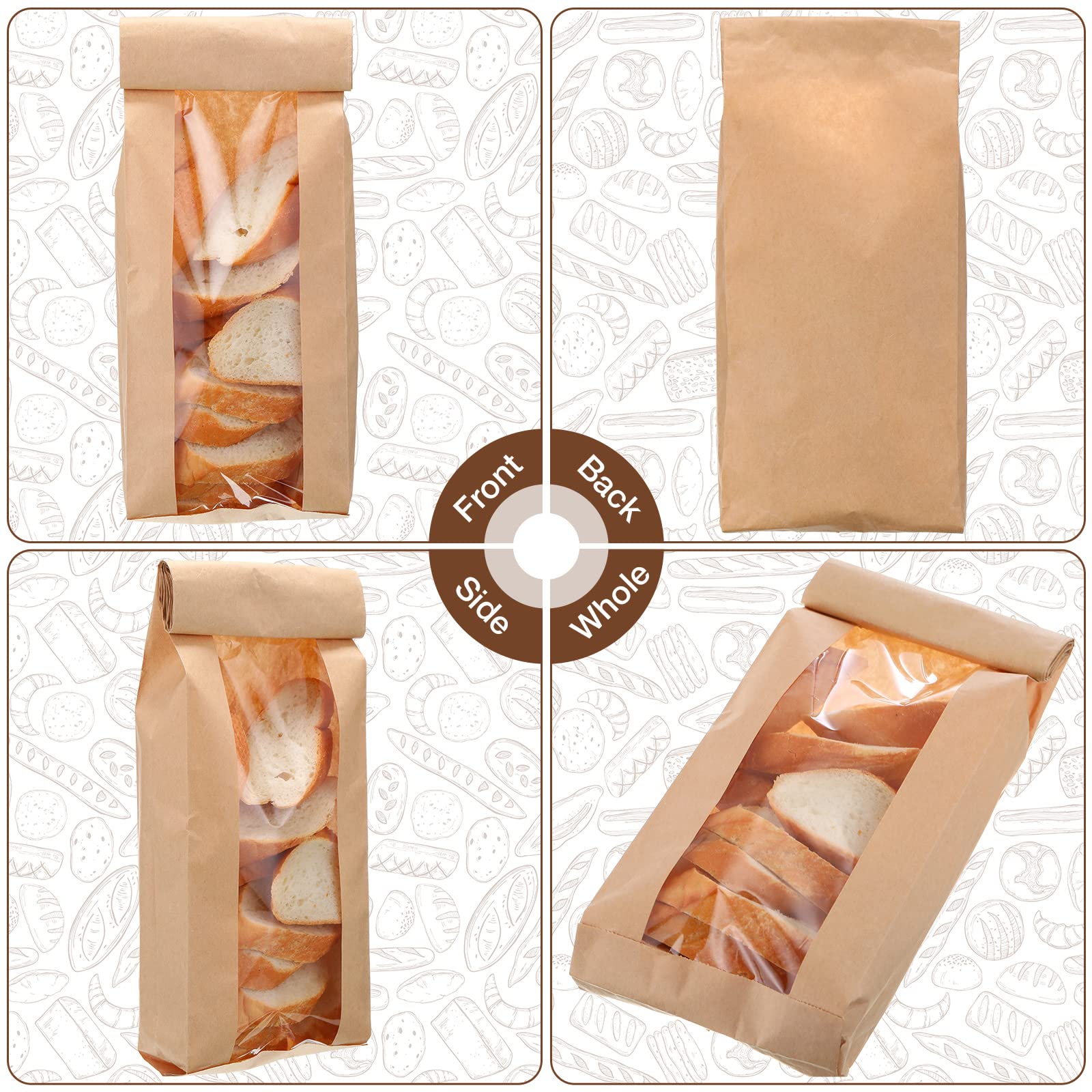 Thenshop bolsa de pan de papel con ventana para ver sin abrir