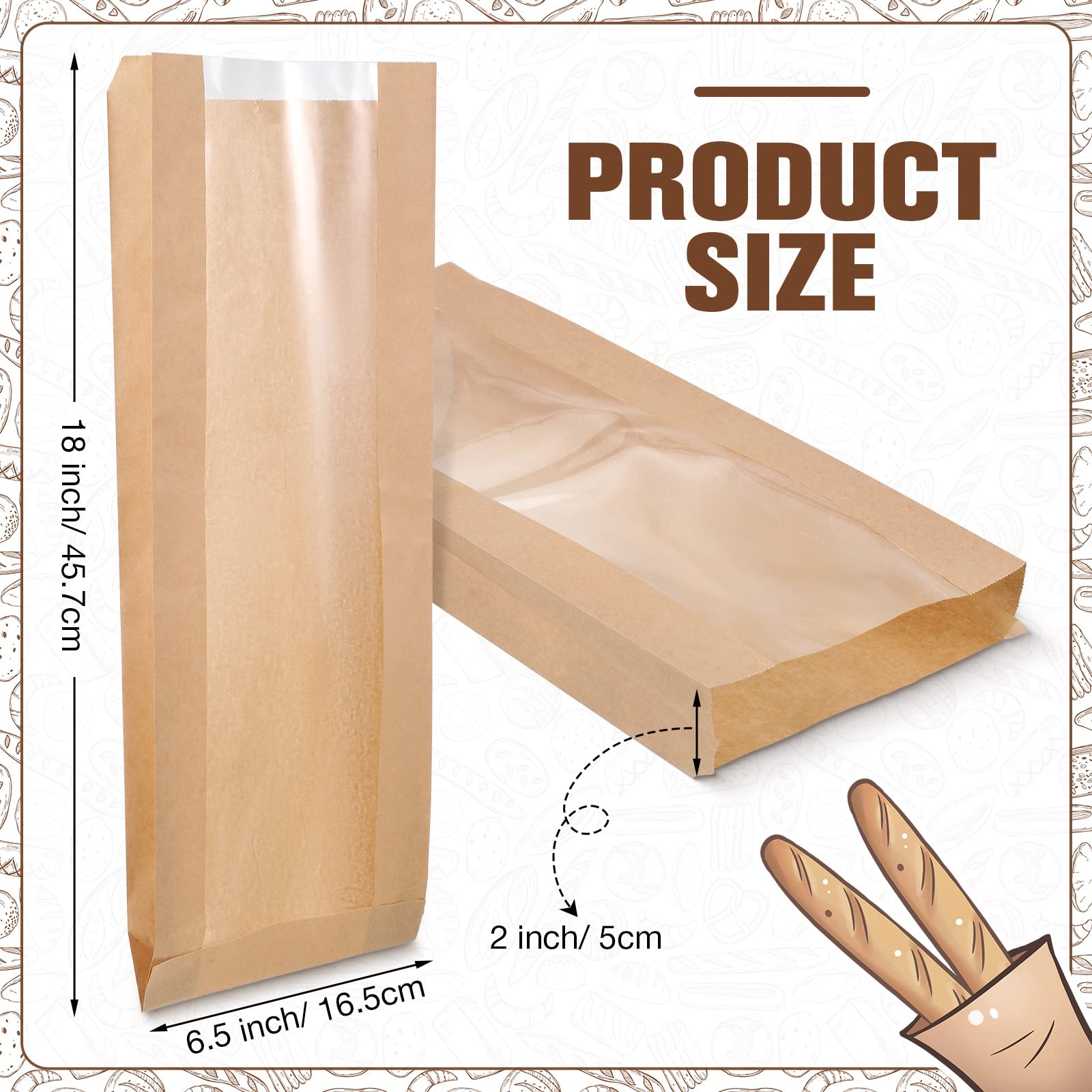 Thenshop bolsas papel kraft marrón, resistentes para pan y bollos
