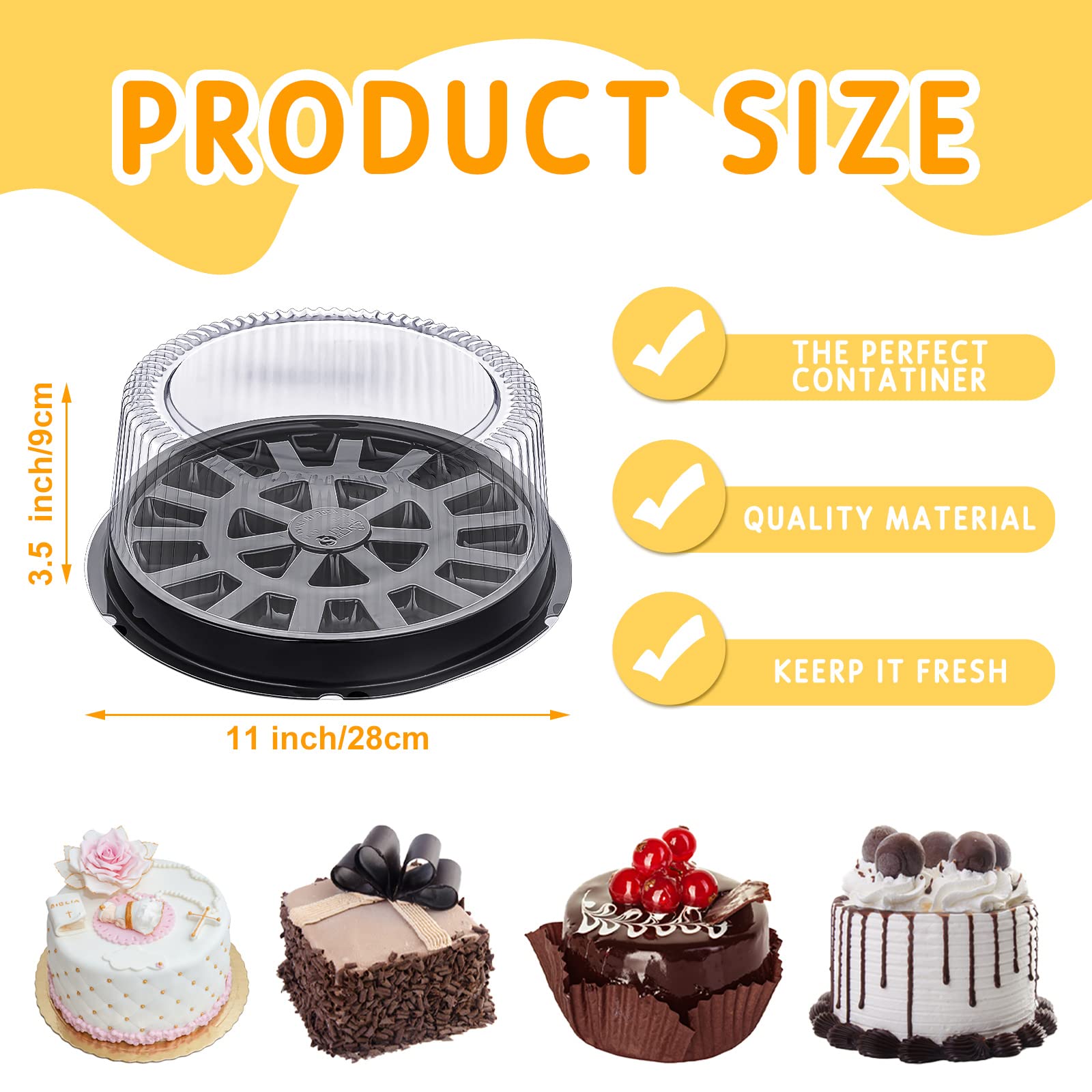 Thenshop caja pastel transparente base negra, ideal para transporte seguro