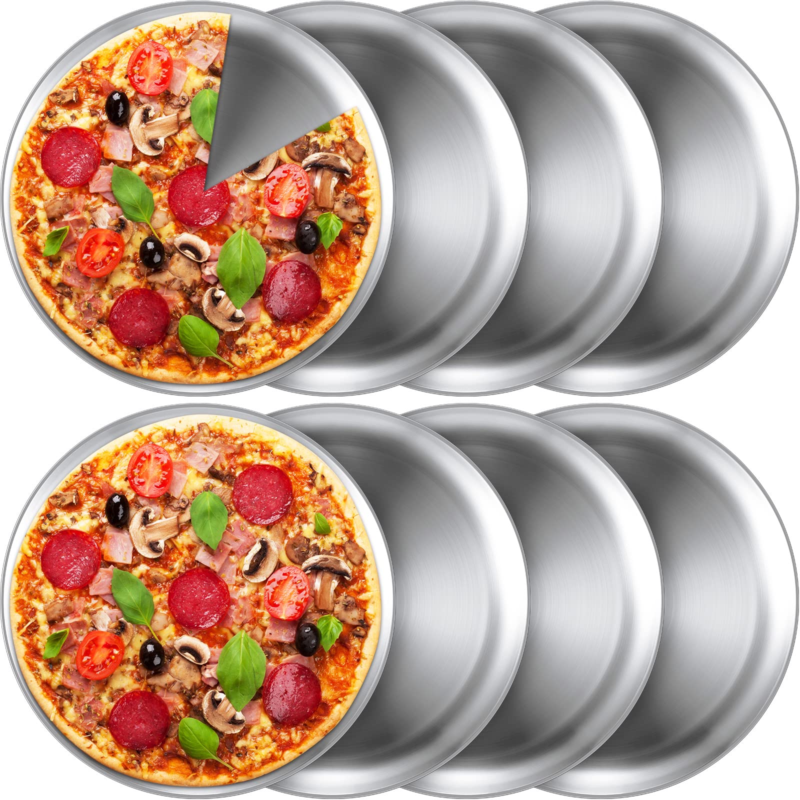 Thenshop bandejas pizza 12 pulgadas, juego de 8, ideal para hornear y servir.