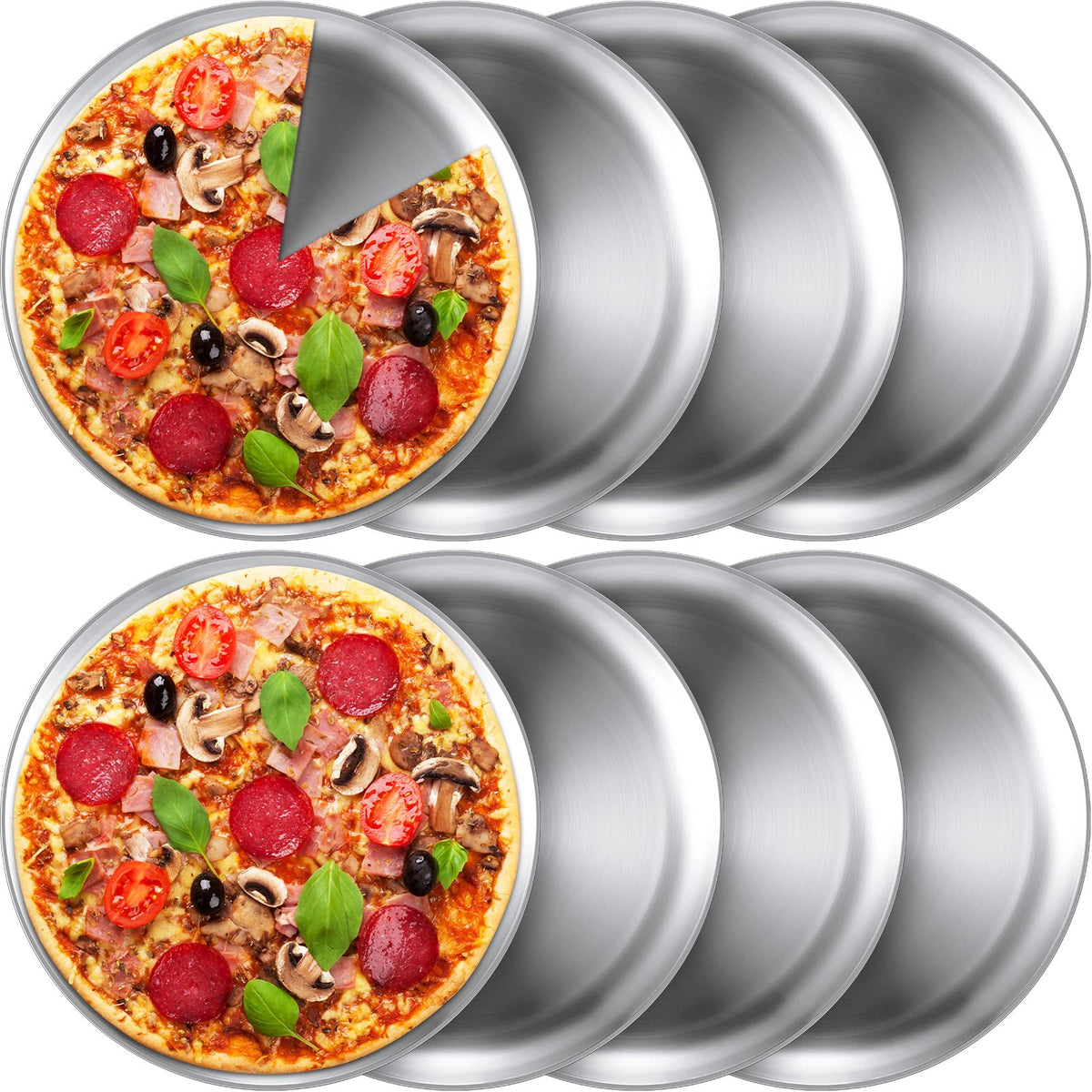 Thenshop bandejas pizza 12 pulgadas, juego de 8, ideal para hornear y servir.