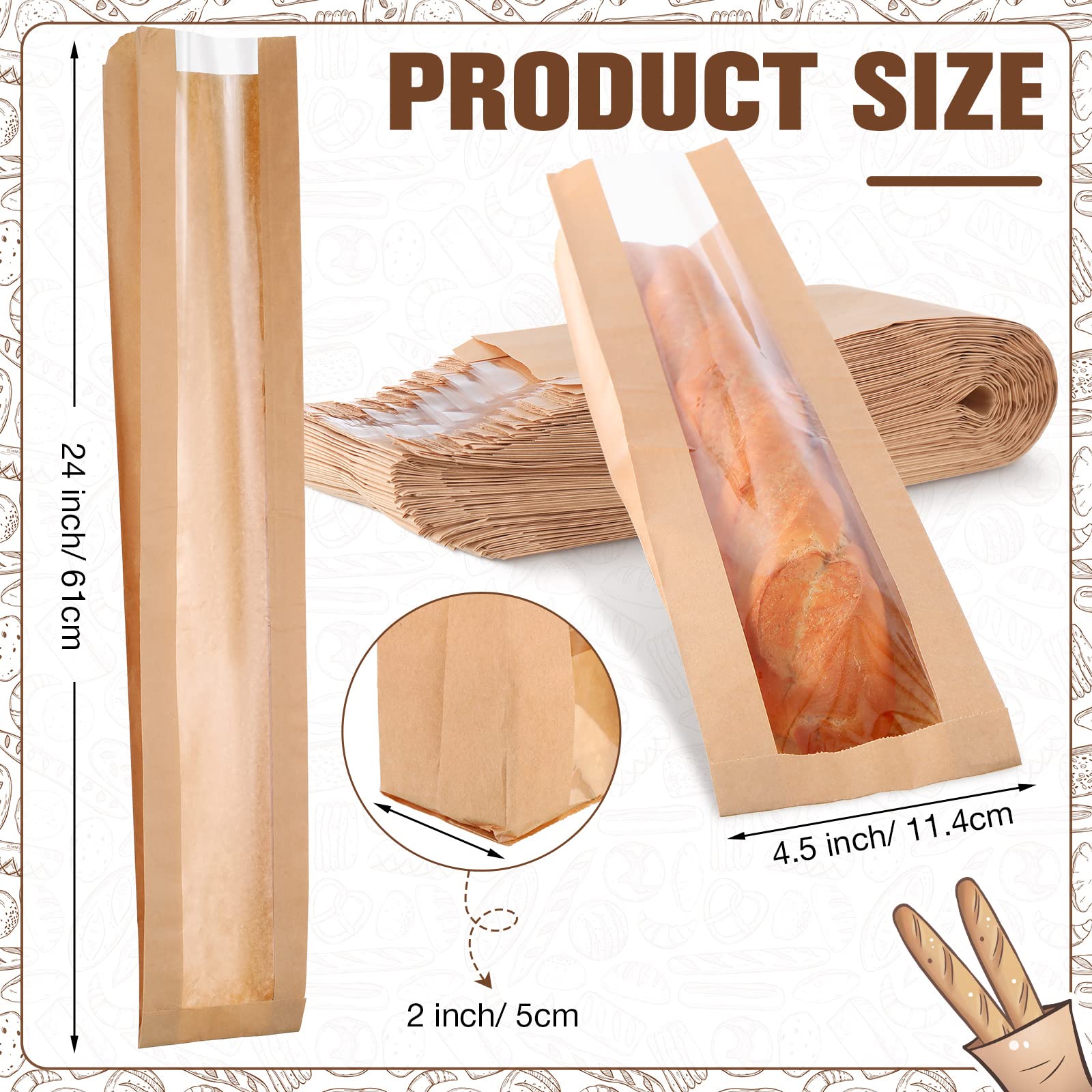 Thenshop paquete de 100 bolsas de pan con ventana para almacenamiento ordenado