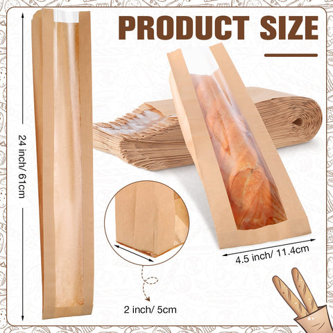 Thenshop paquete de 100 bolsas de pan con ventana para almacenamiento ordenado