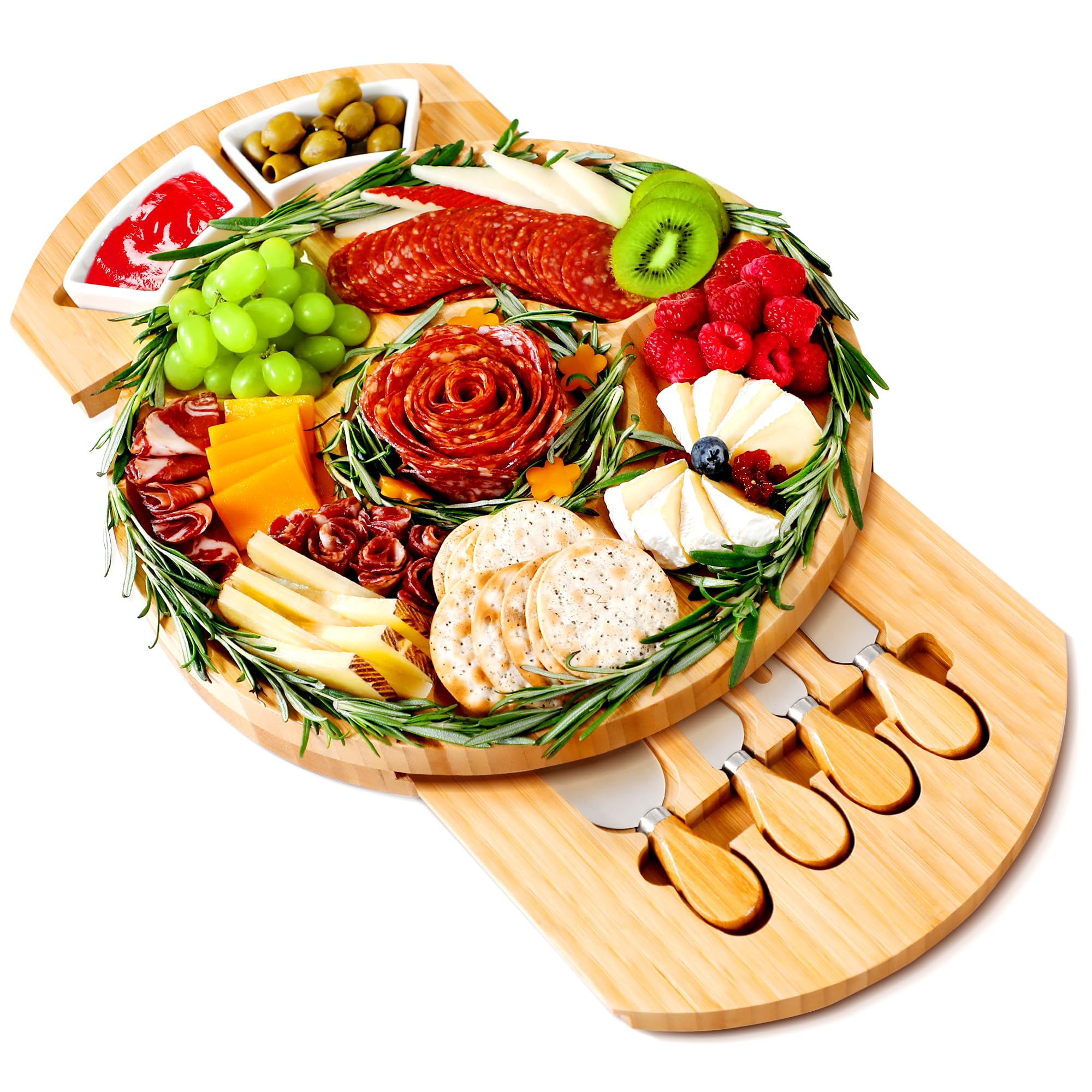 Thereye tabla de quesos con cuchillos deslizables para degustaciones organizadas