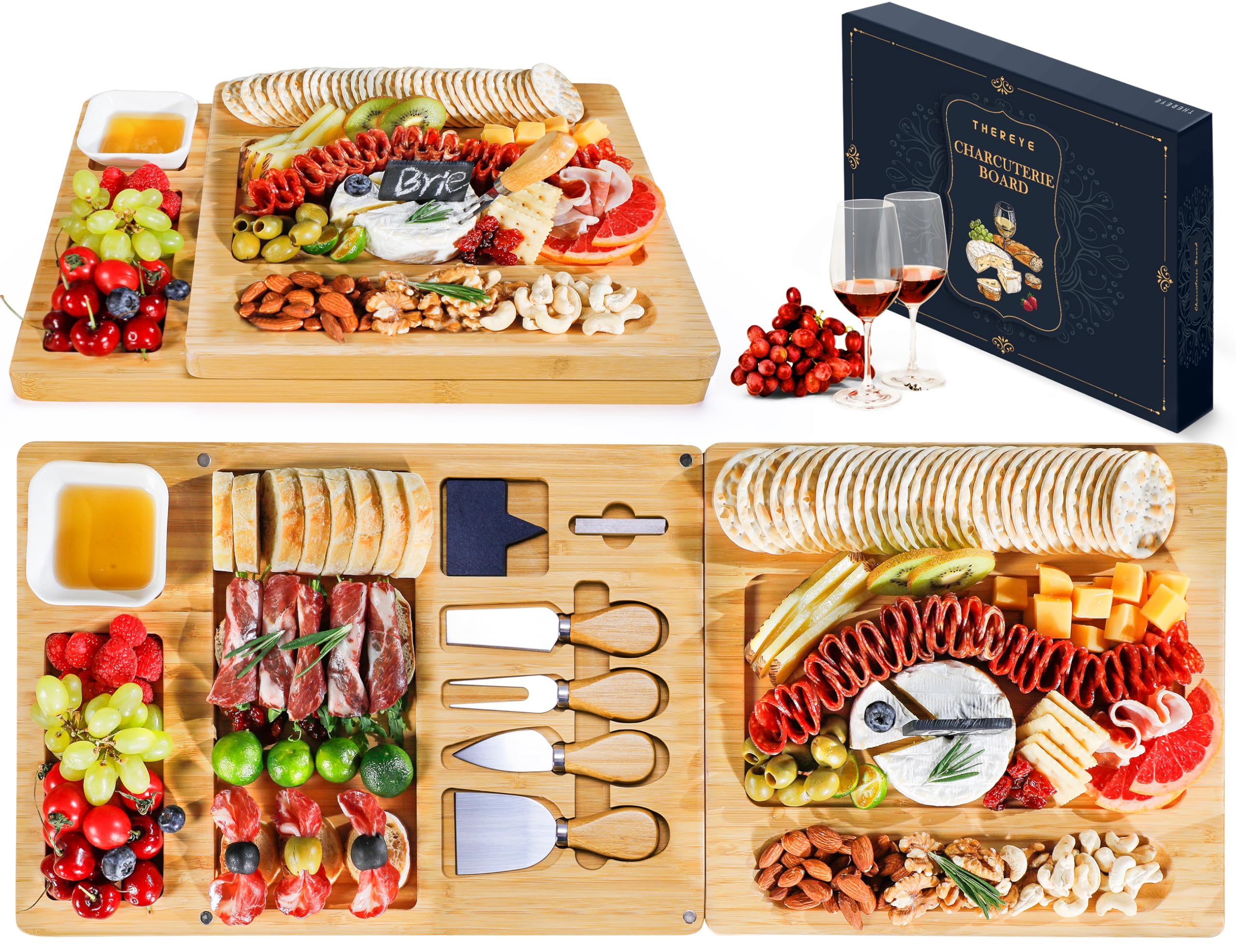 Thereye tablero charcutería grande, ideal para reuniones y fiestas.