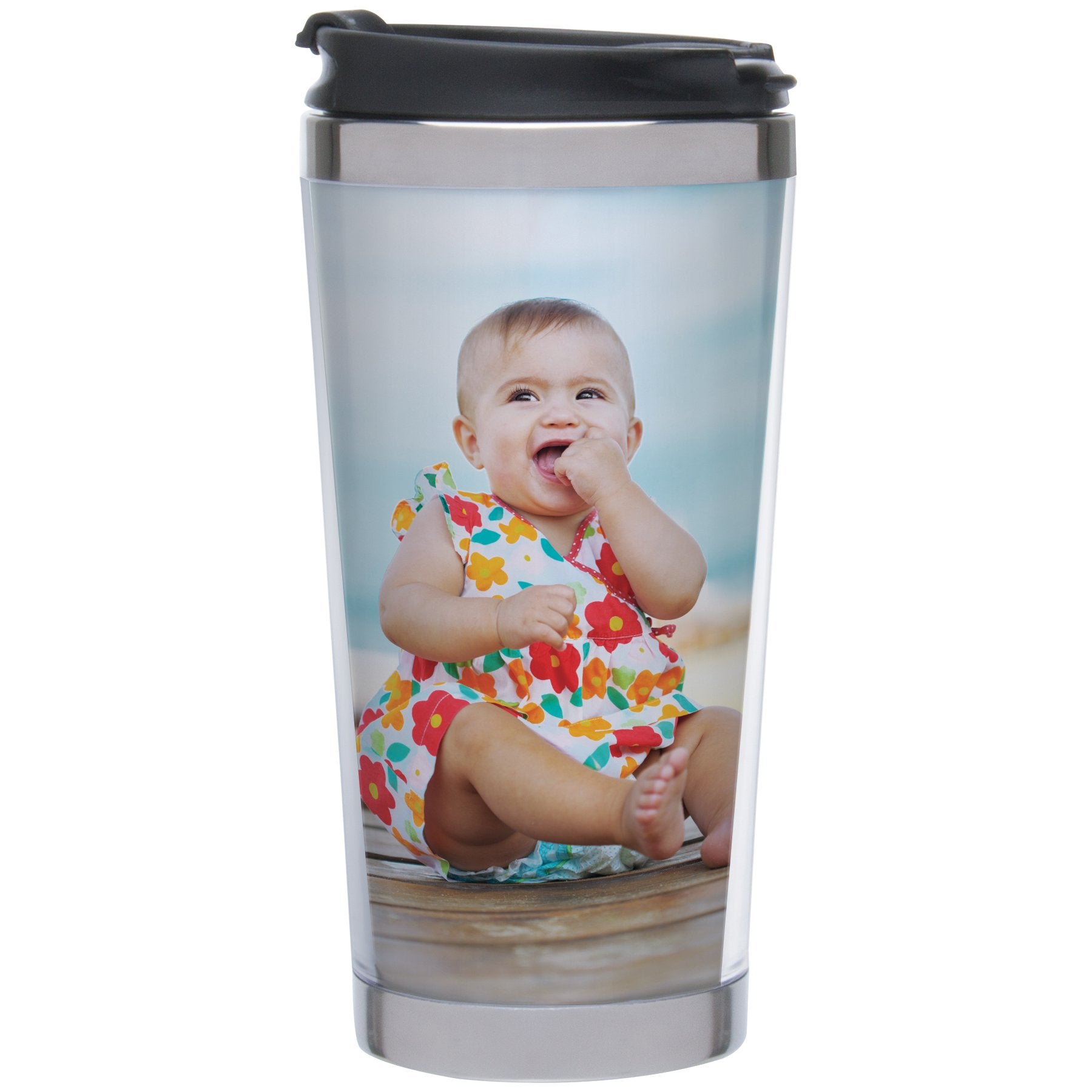 Thermo-Temp Photo, vaso de acero inoxidable con diseño personalizado, ideal como regalo.