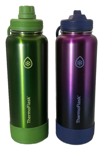 ThermoFlask botella 40 oz con tapa chug, mantiene bebidas frías hasta 24 horas.
