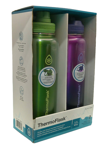 ThermoFlask botella 40 oz con tapa chug y pajita para beber cómodo.