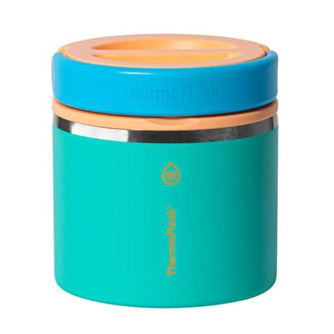TermoFlask jarro de comida azul, perfecto para llevar comidas frías o calientes.