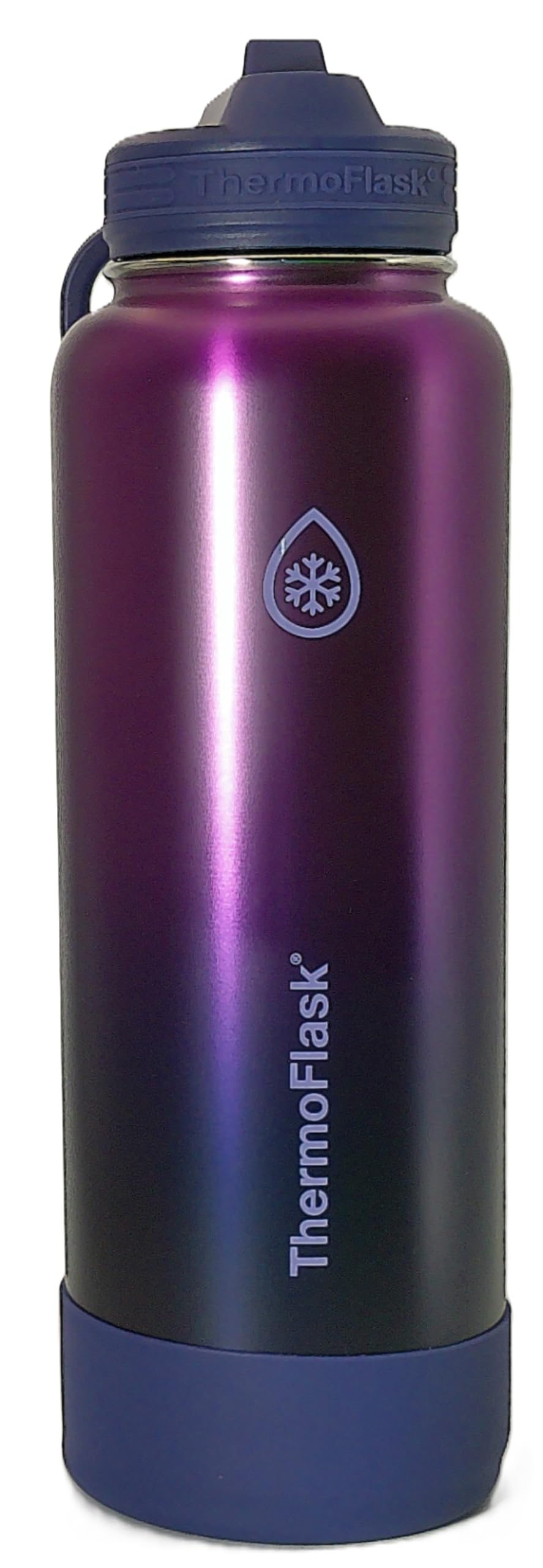 Pack ThermoFlask de dos botellas en verde bosque y morado, perfecto para uso diario.