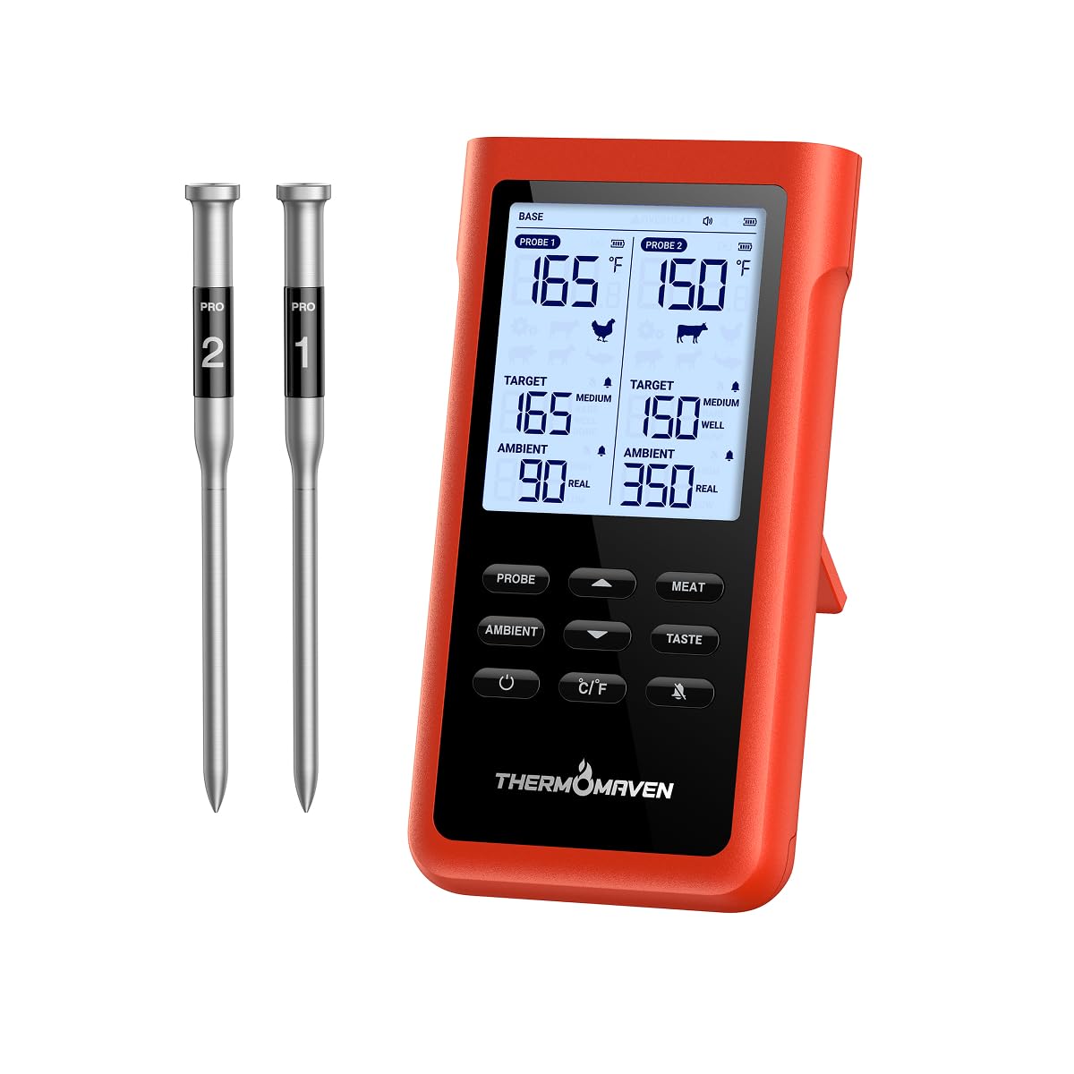 ThermoMaven 3000FT base independiente con LCD para lectura rápida durante asados