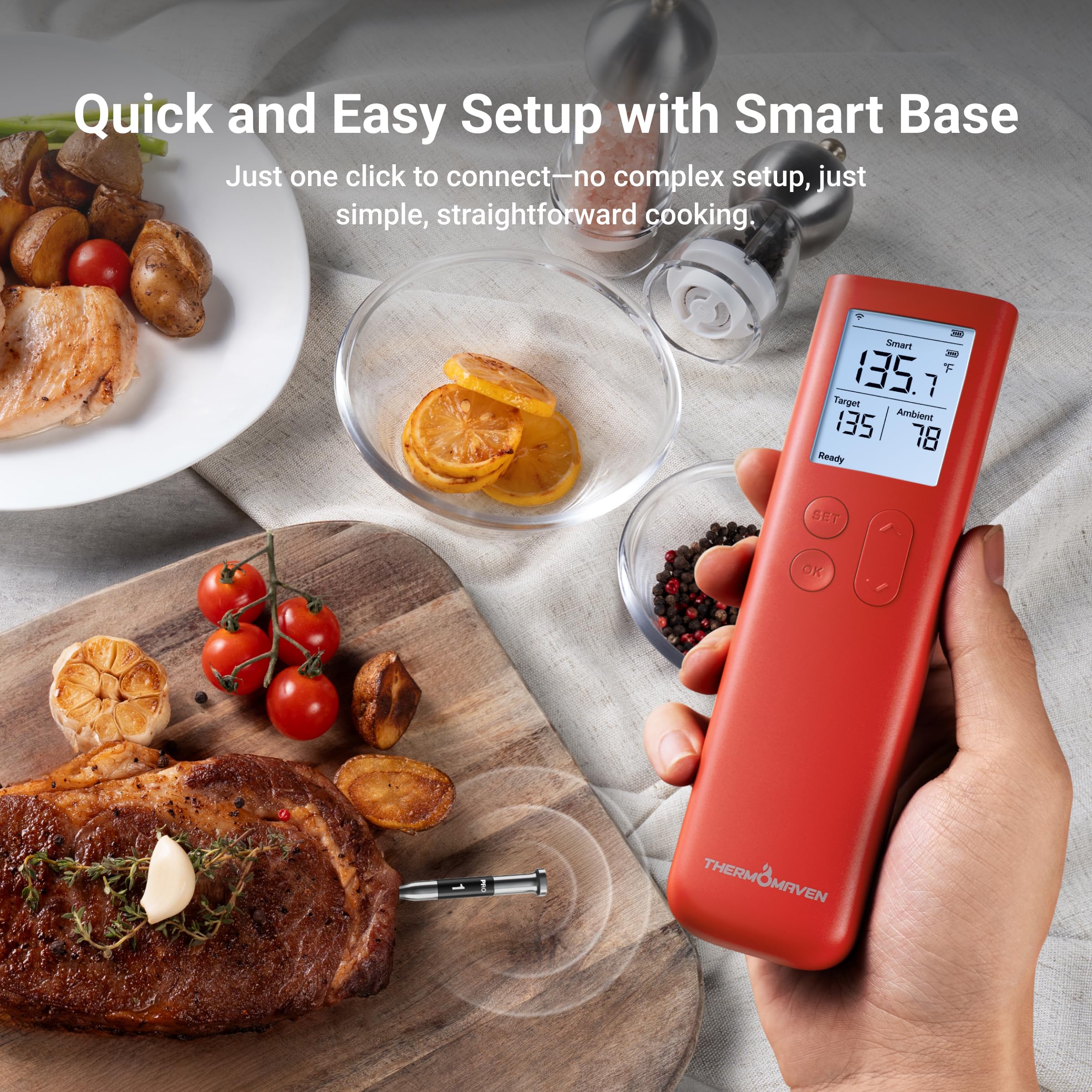 ThermoMaven G1 usa seis sensores con precisión NIST para cocción uniforme