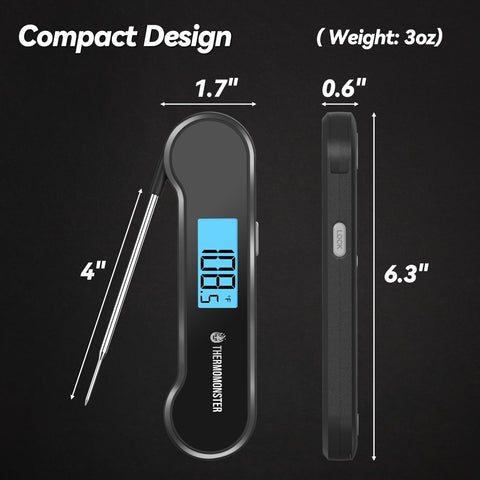 Termómetro ThermoMonster, pantalla LCD auto-volteable para lectura cómoda nocturna.