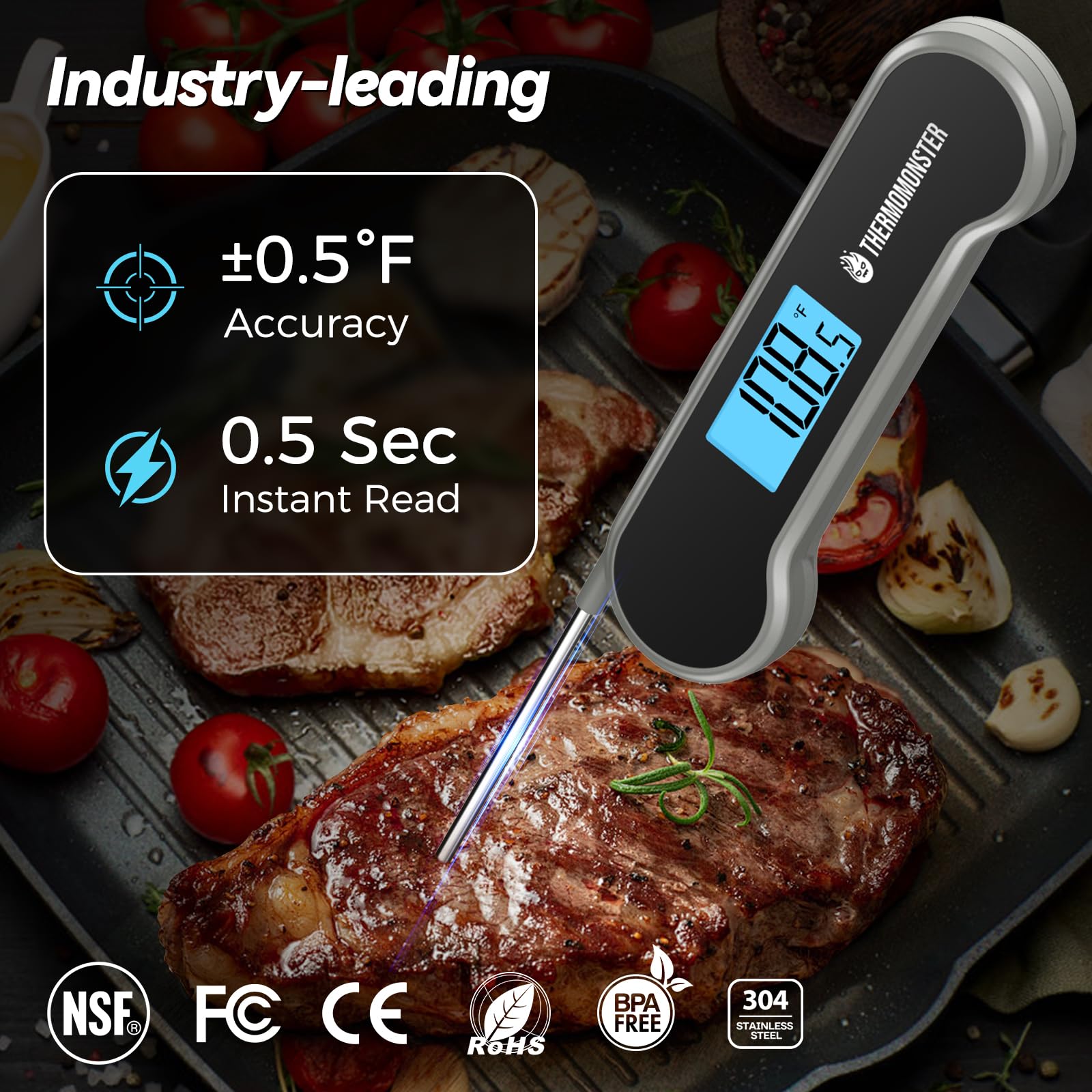 ThermoMonster con sonda de 4 pulgadas para medición segura