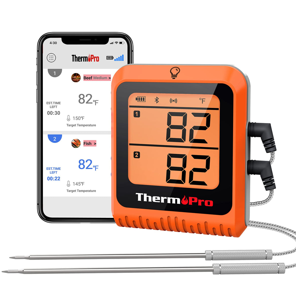 ThermoPro 650 ft termómetro carnes con lectura precisa para asar carnes jugosas