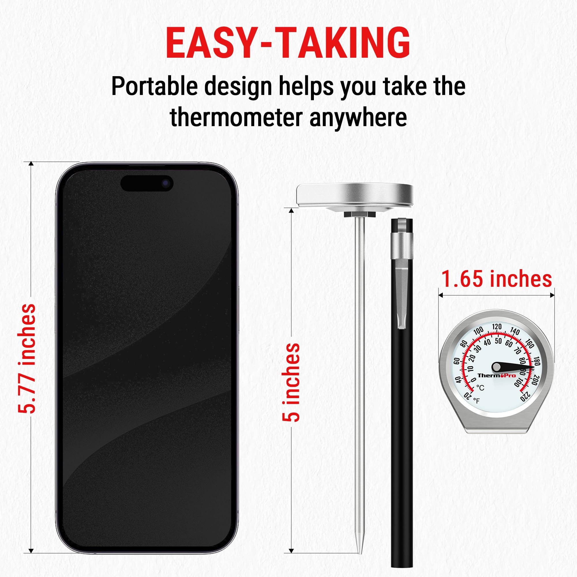 ThermoPro termómetro de acero inoxidable con sonda de 5 pulgadas para líquidos.