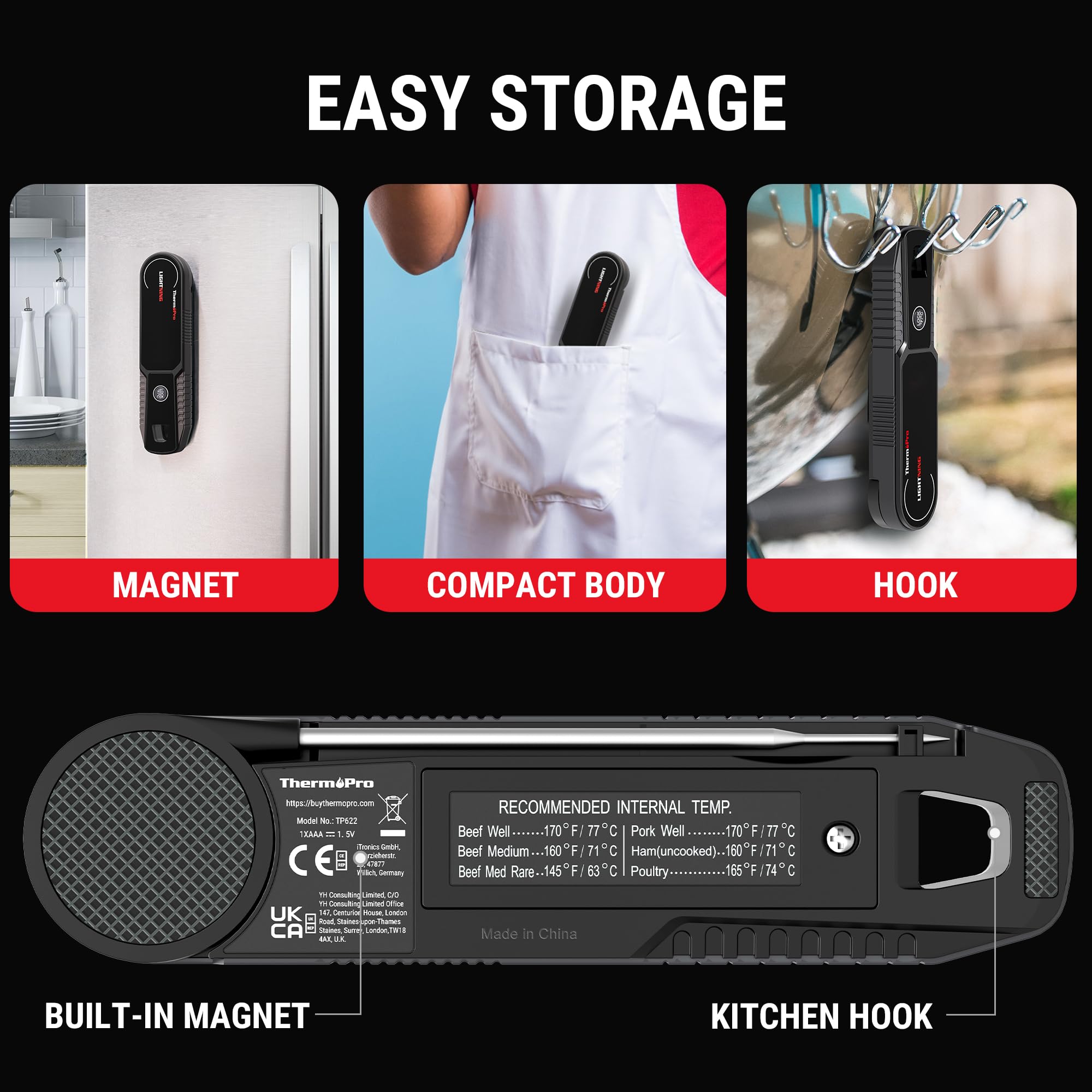 ThermoPro apagado automático a los 90 segundos para ahorro de batería