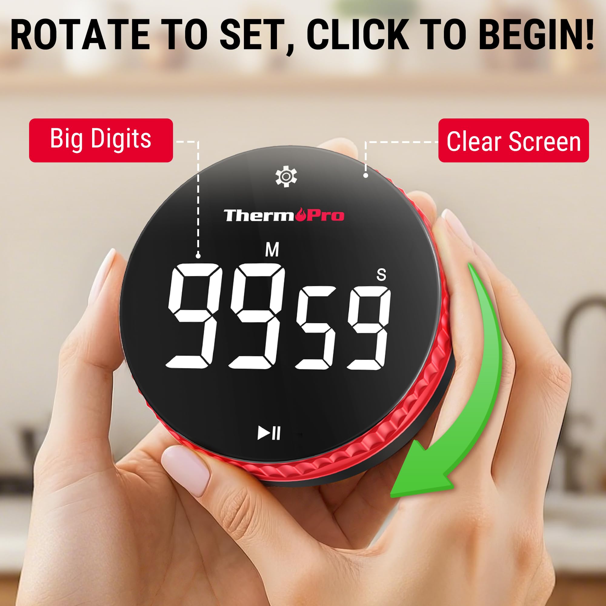 ThermoPro dial giratorio para ajuste rápido sin botones