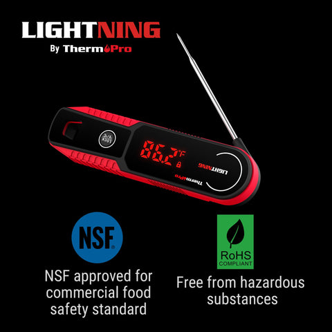 La pantalla giratoria de ThermoPro Lightning a 180° facilita lectura desde cualquier ángulo.