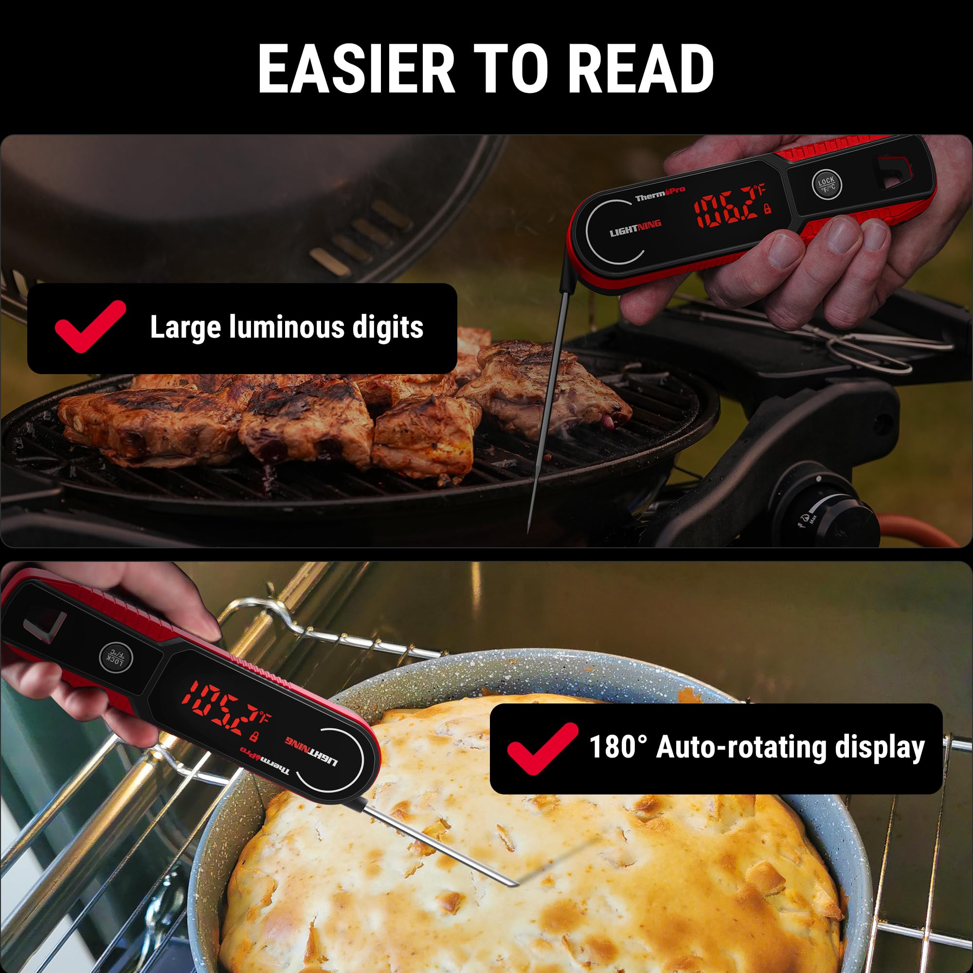 Ideal para freír aceite, barbacoa y ahumados con precisión continuada.