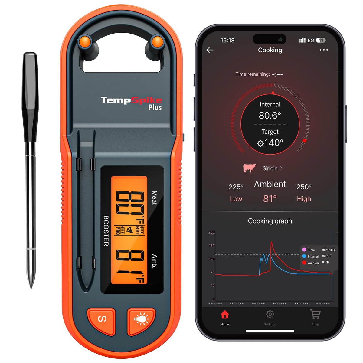 ThermoPro Temp Spike muestra el rango de 600 ft para monitorizar cocción sin ataduras