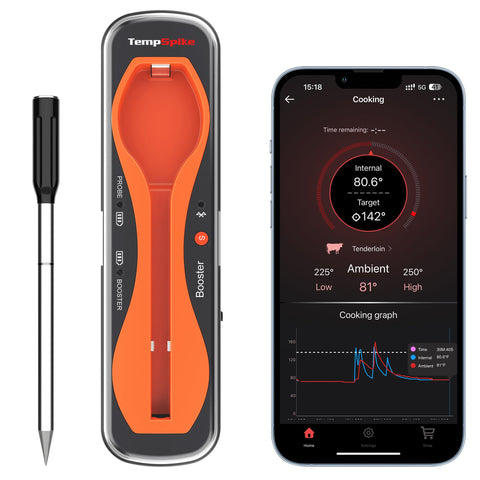 ThermoPro TempSpike muestra alcance de 500 ft para parrilla sin cables.