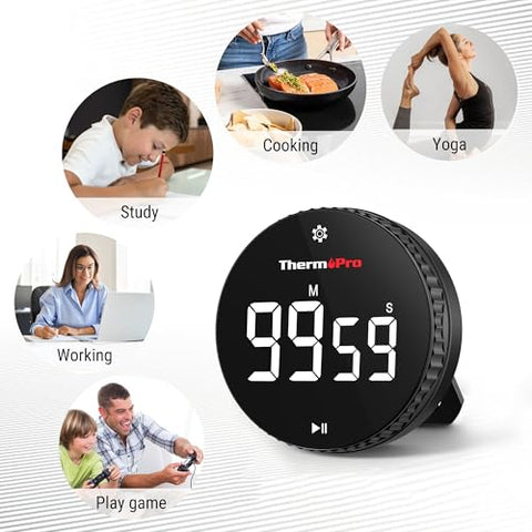 ThermoPro temporizador con pilas incluidas para uso inmediato.