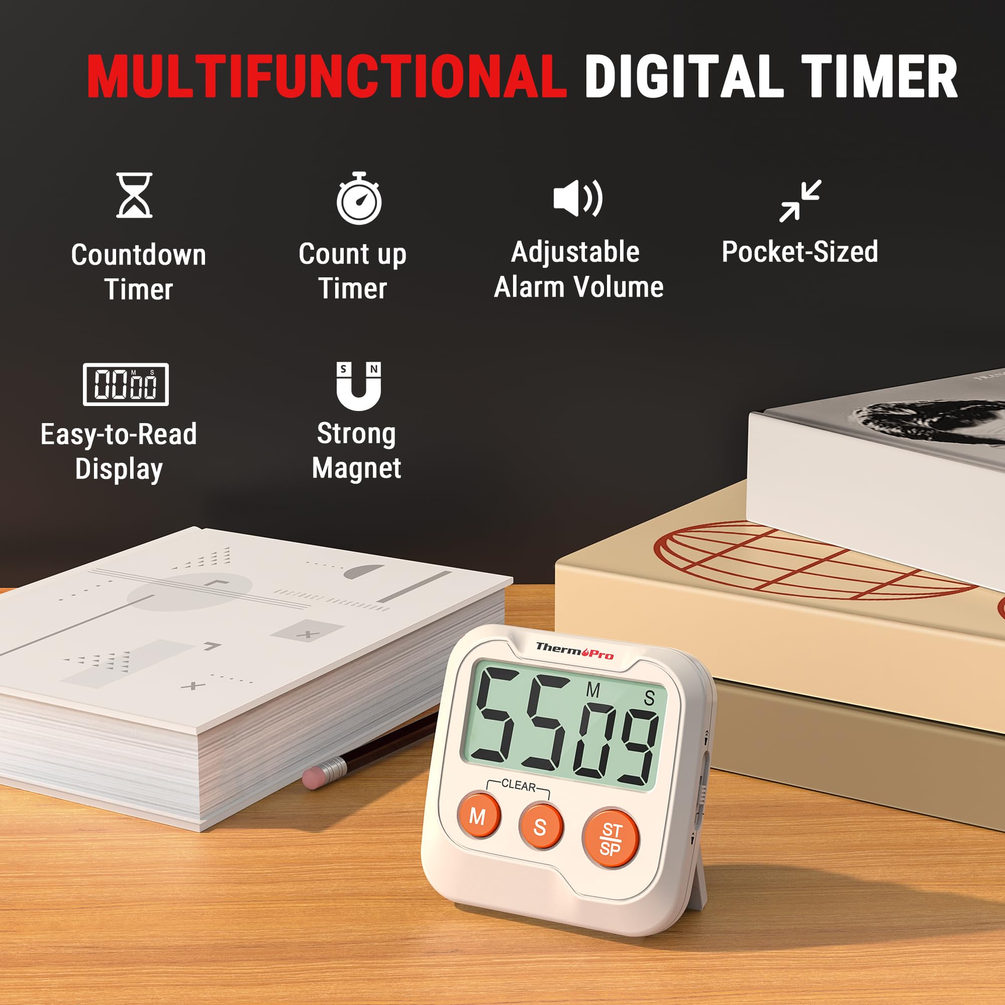 ThermoPro TM03 temporizador de cocina con alarma de dos niveles