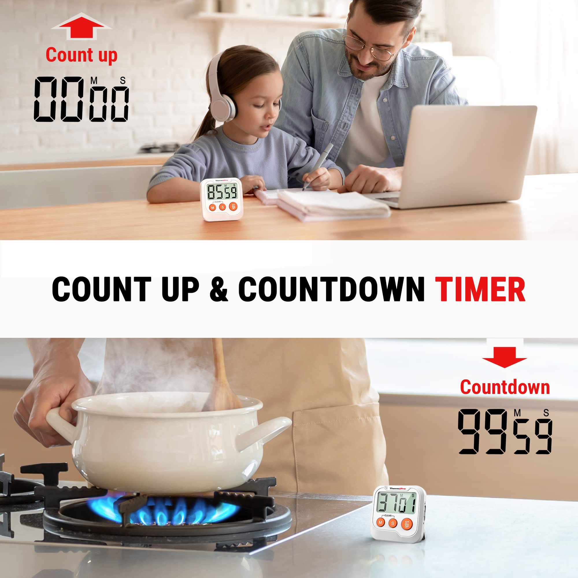 ThermoPro TM03 temporizador magnético con soporte de escritorio