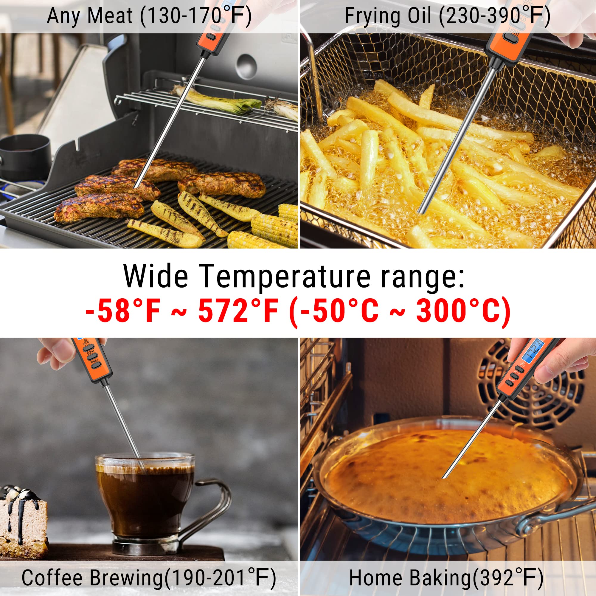 Rango amplio de temperatura de ThermoPro TP01A para múltiples preparaciones