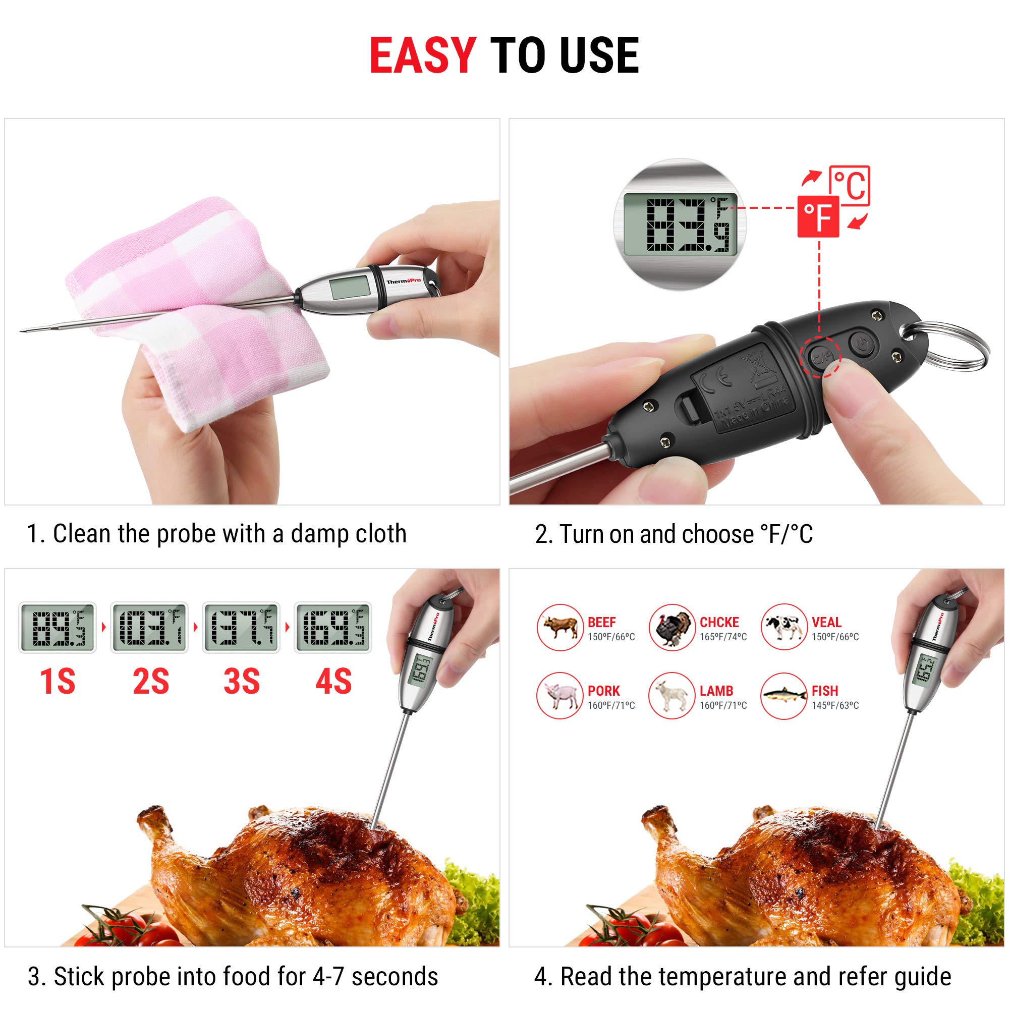 ThermoPro TP02S orificio de suspensión para colgar en la cocina.