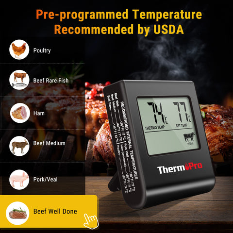 ThermoPro TP16 lectura digital clara para controlar cocción y horneado con confianza