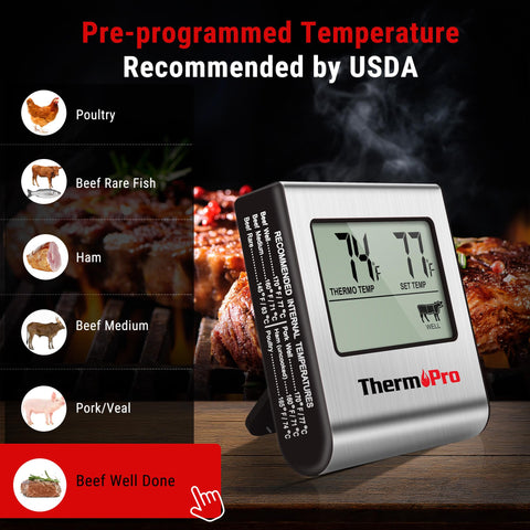 ThermoPro TP16 temporizador digital para control del tiempo de cocción.