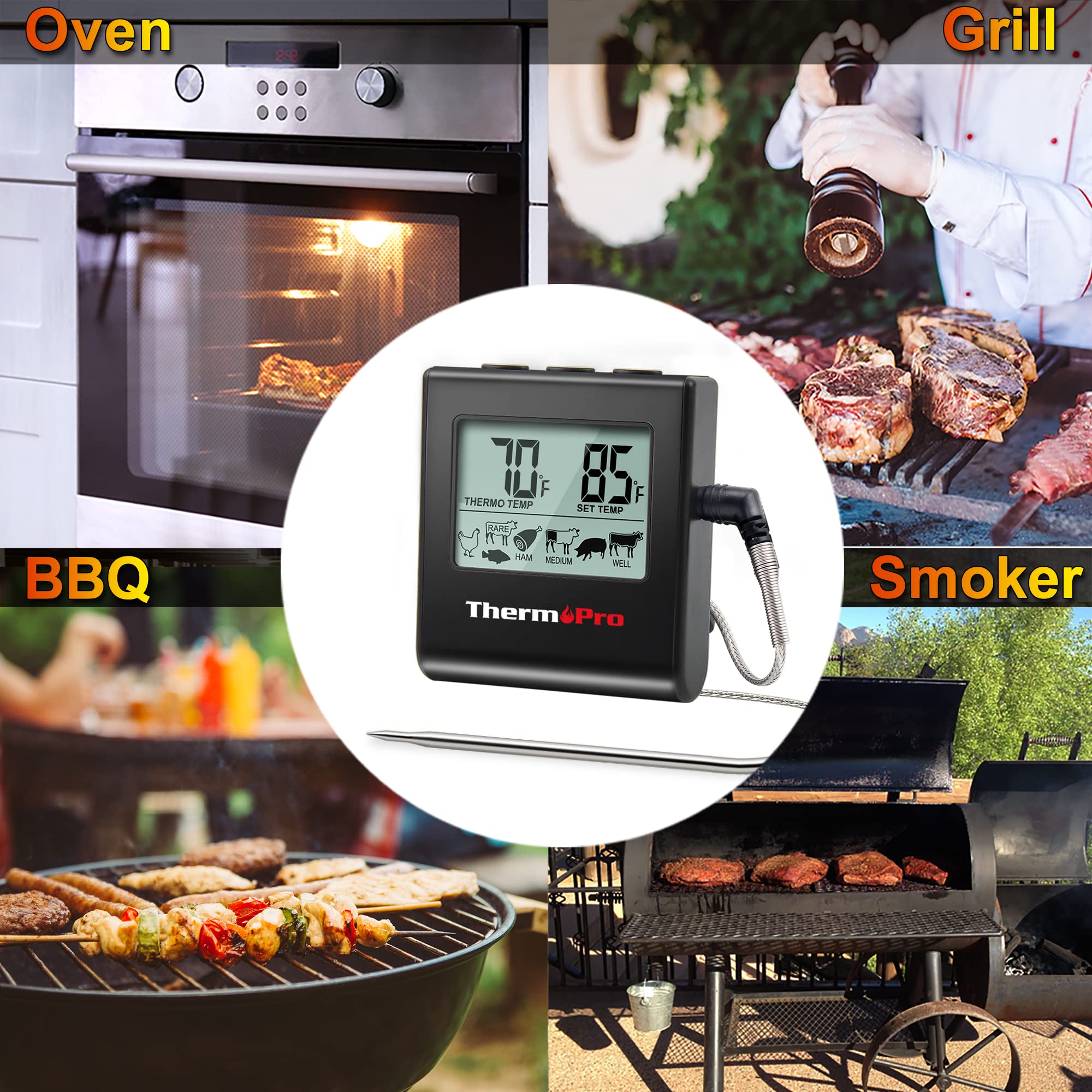 ThermoPro TP16 uso en horno y parrilla para control preciso
