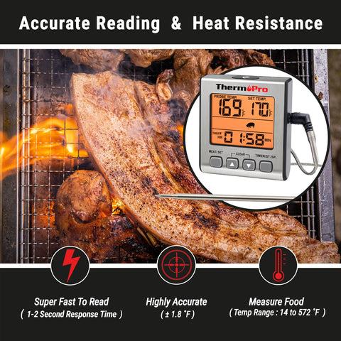 ThermoPro TP16S con cable resistente al calor para uso en parrillas
