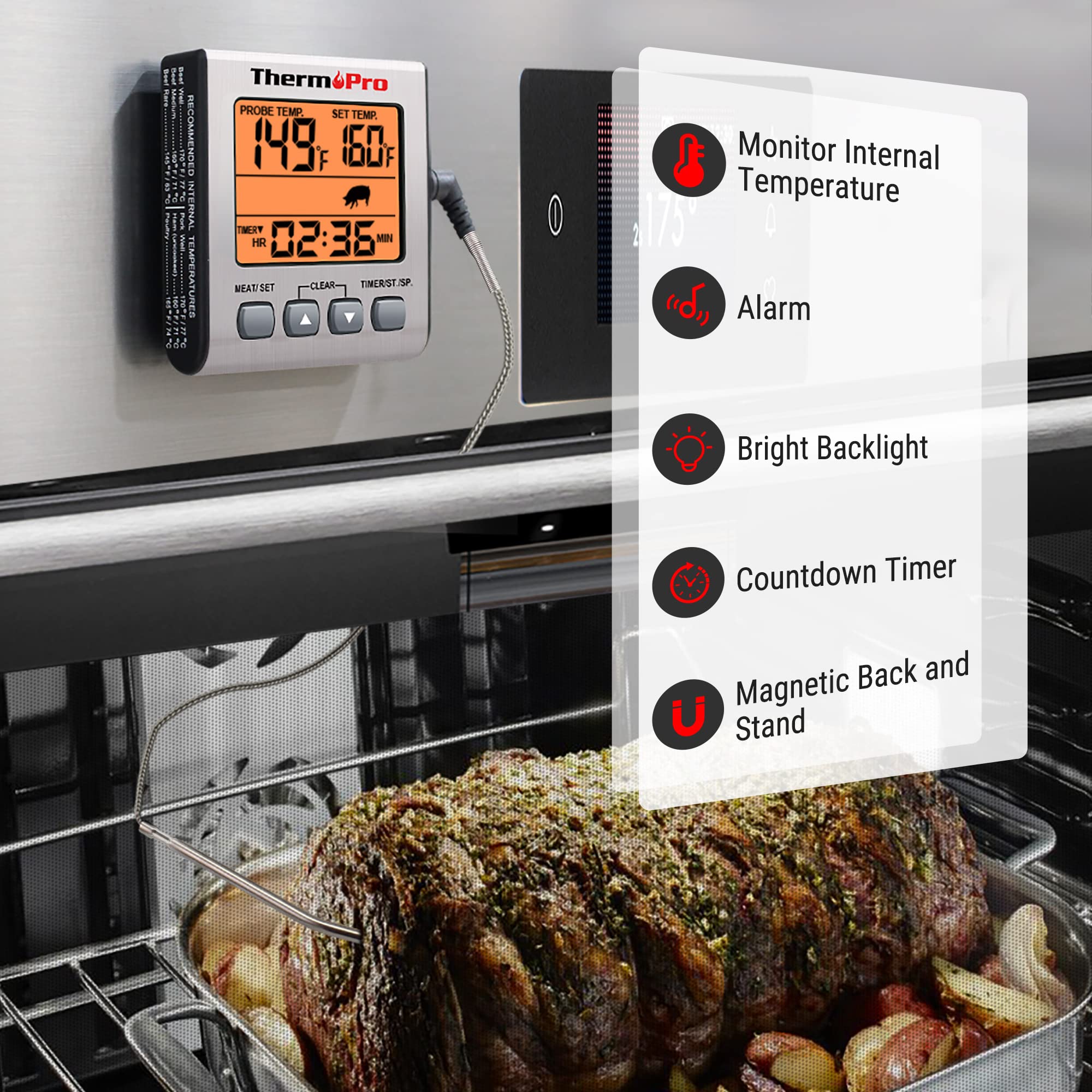 Pantalla grande ThermoPro TP16S para ver temperatura fácilmente