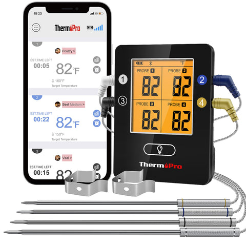 ThermoPro TP25 con alcance de 650 pies para monitoreo de asados a distancia