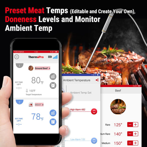 ThermoPro TP25 alarmas y temporizadores para control de cocción