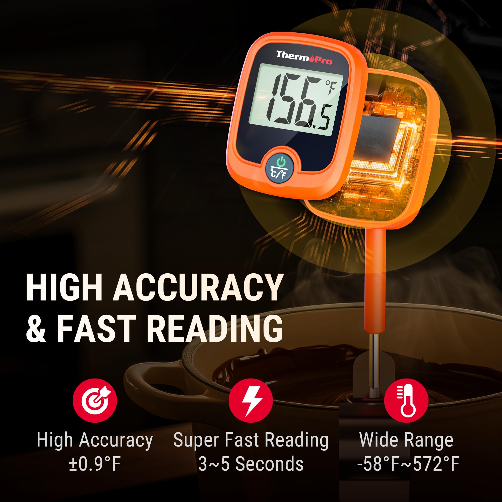 ThermoPro TP509 pantalla giratoria de 90 grados facilita la lectura