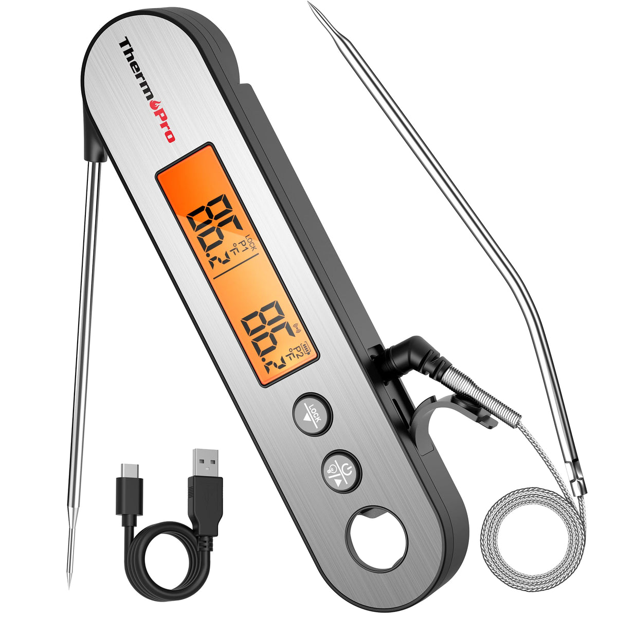 Termómetro ThermoPro TP610 lectura instantánea para carnes, precisión rápida