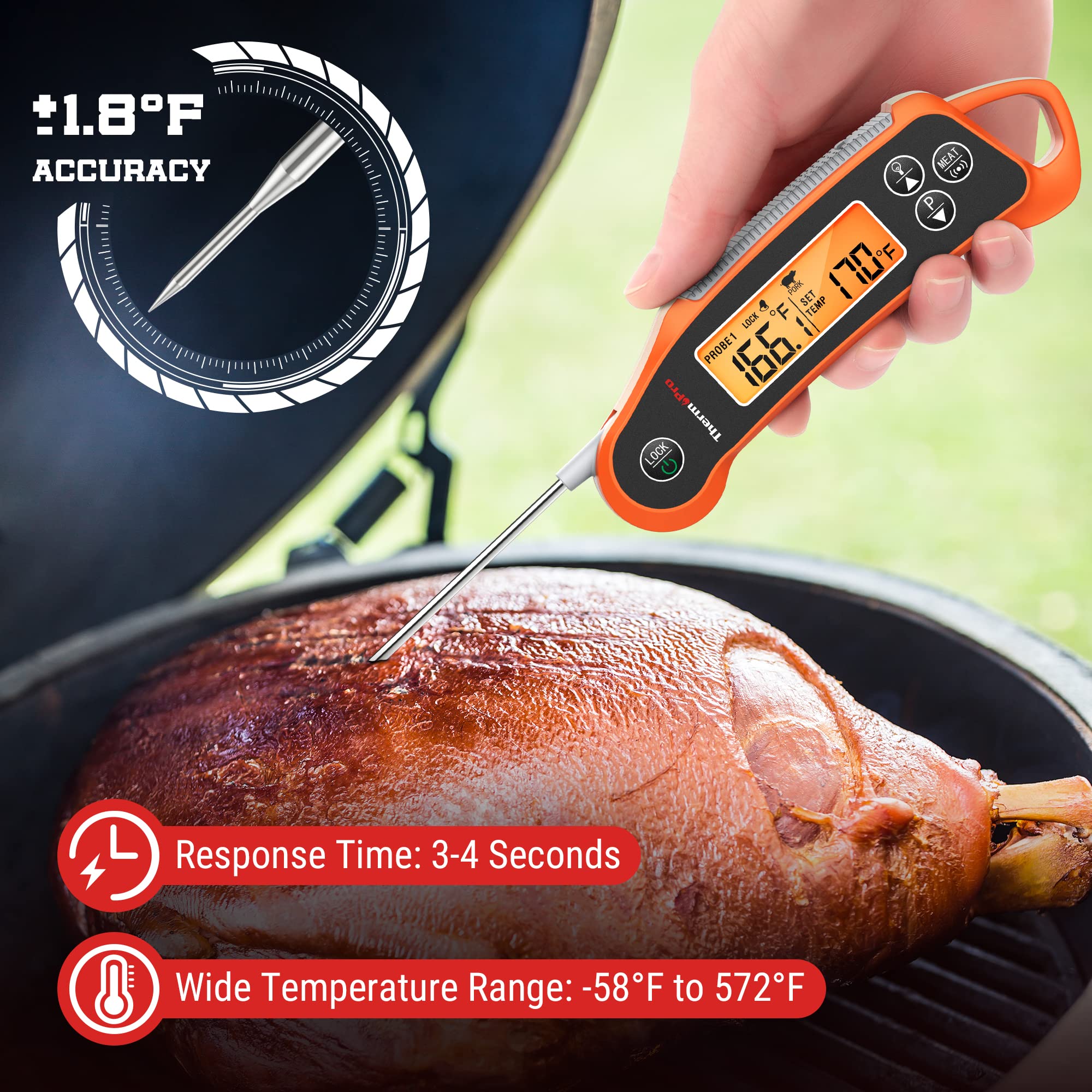 ThermoPro TP710 alarma preajustes USDA para cocinar con seguridad
